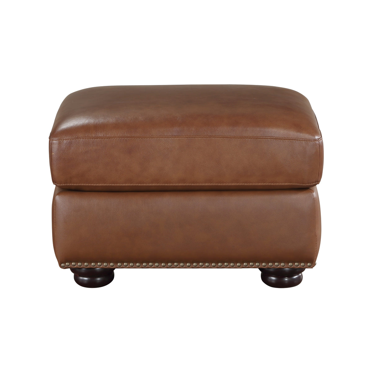 Attleboro Brown Leather Ottoman