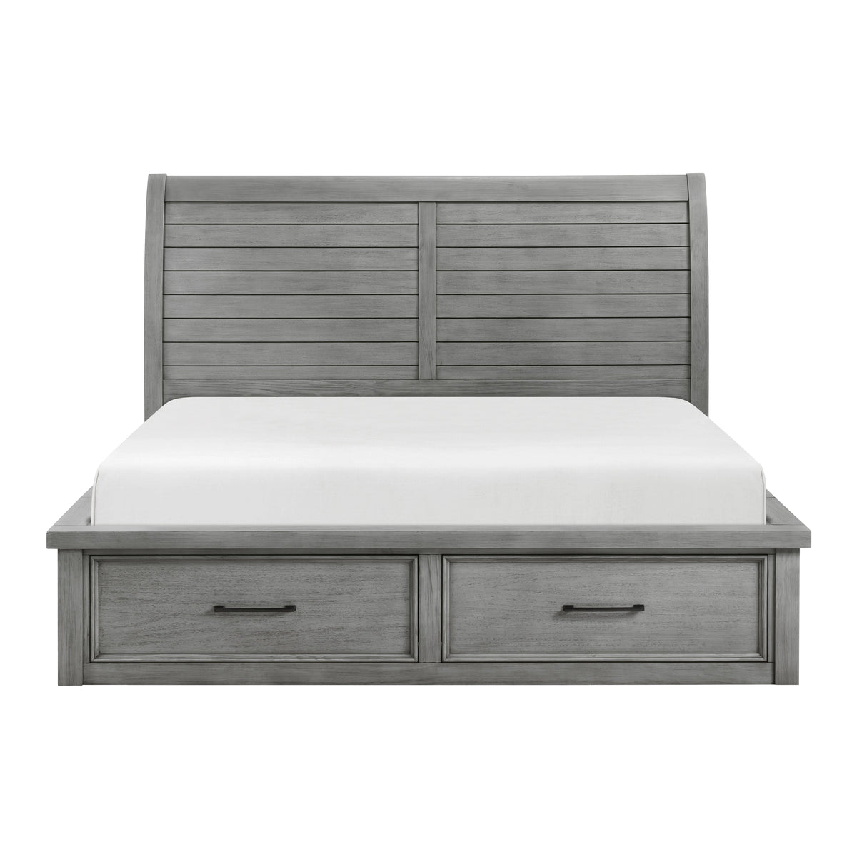 Logandale Antique Gray California King Platform Bed with Storage Footboard and Side Rails