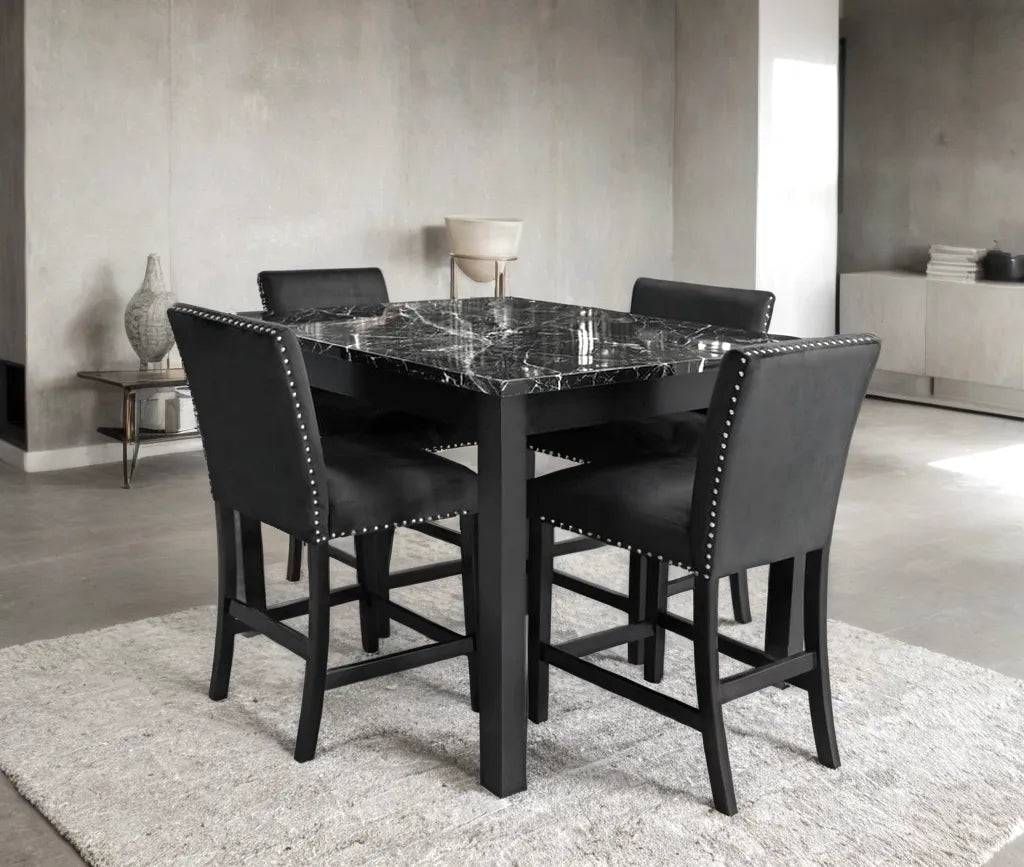 Dior Oynx Black 5-Piece Counter Height Set