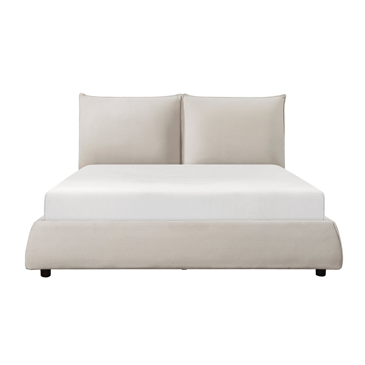 Linna Beige California King Upholstered Platform Bed