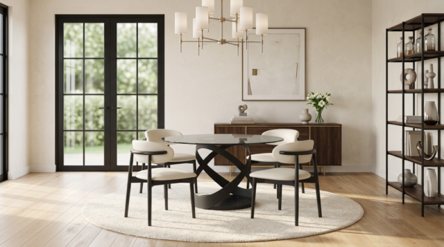 Dimi (Smoke Glass/Black) Dining Room Set