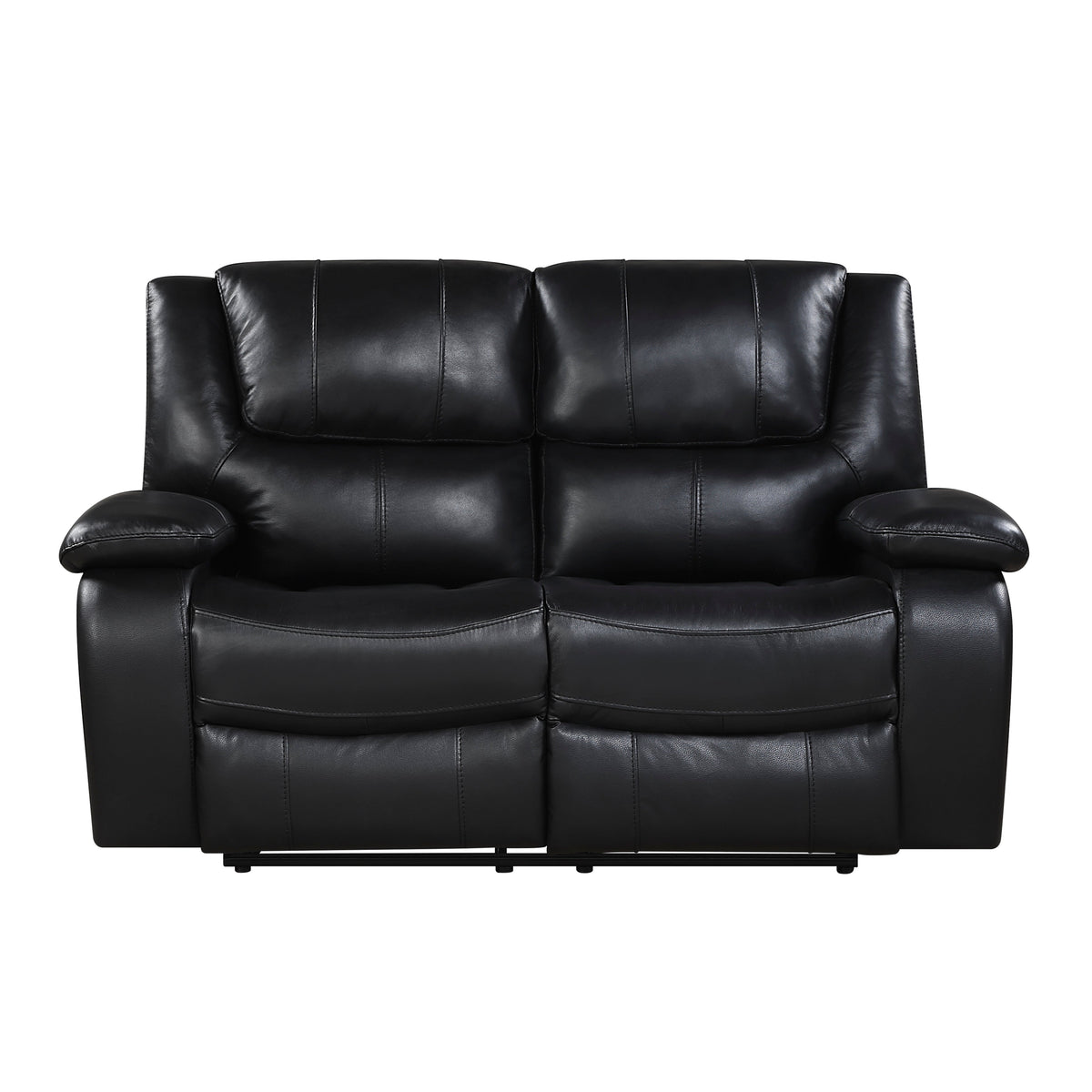 Ellicott Black Genuine Leather Double Reclining Love Seat