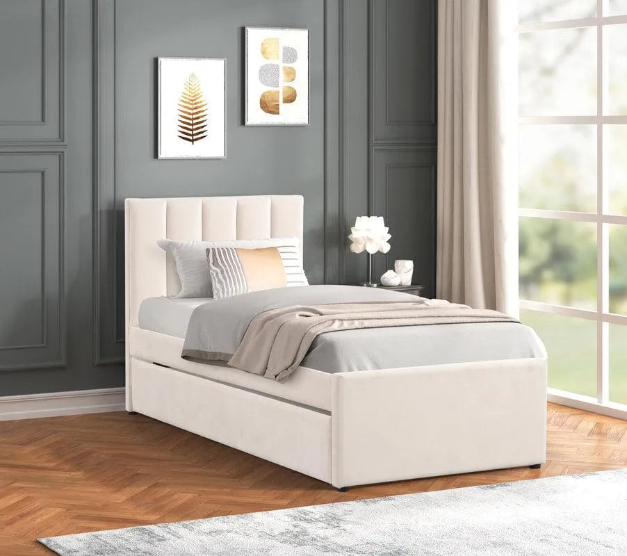Maya Beige Twin Platform Bed with Trundle