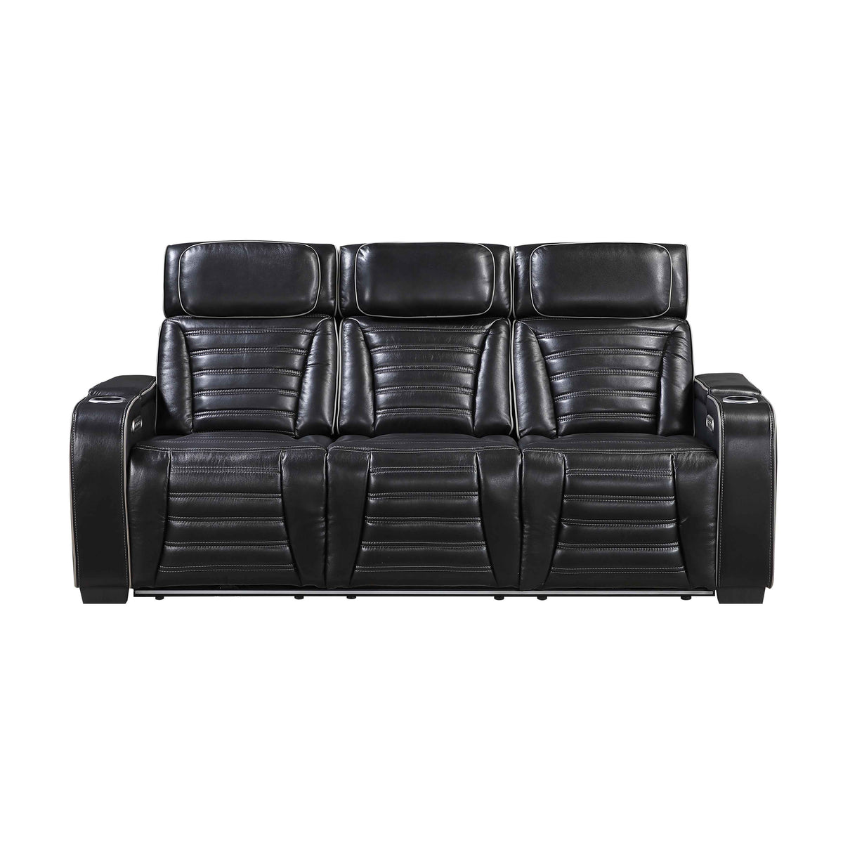 Cyber Black Power Double Reclining Sofa with Center Drop-Down