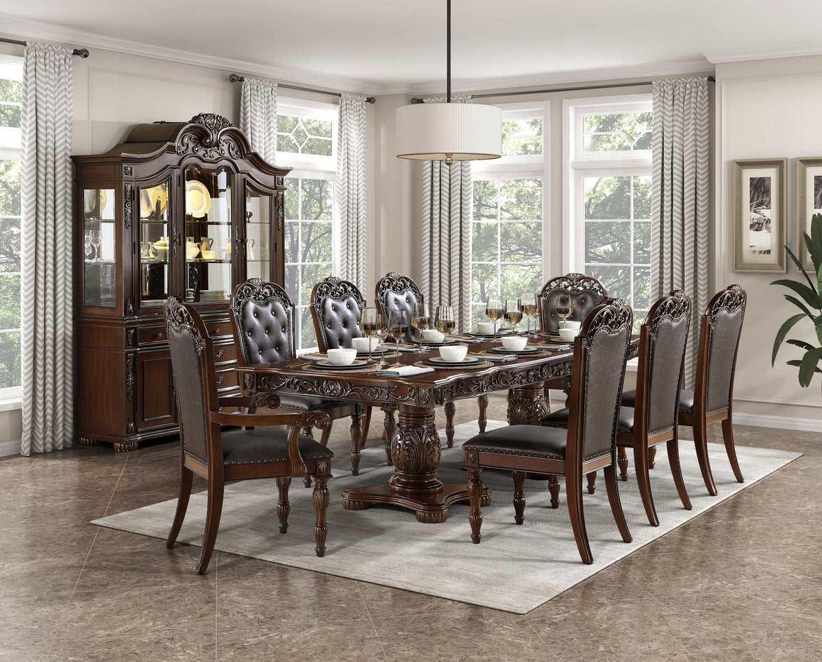 Adelina Cherry Double Pedestal Extendable Dining Room Set