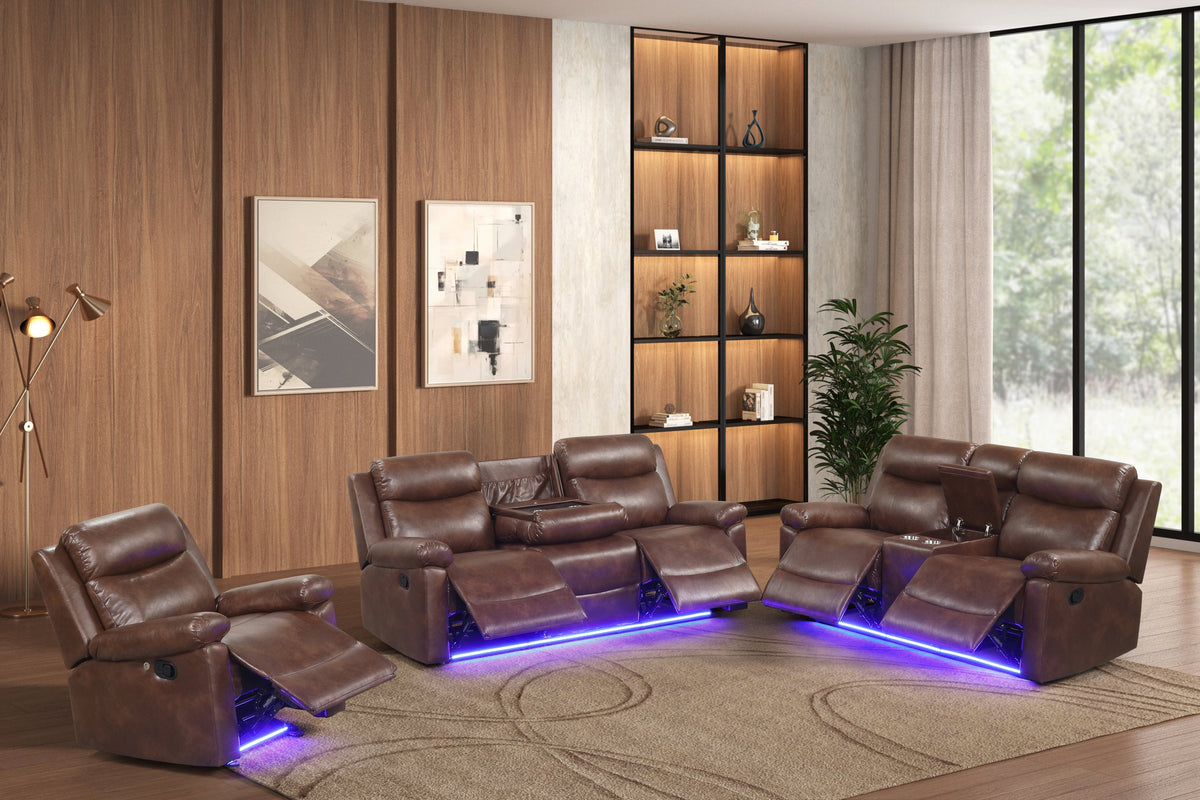 Isabel Espresso Leather Gel 2-Piece Reclining Set