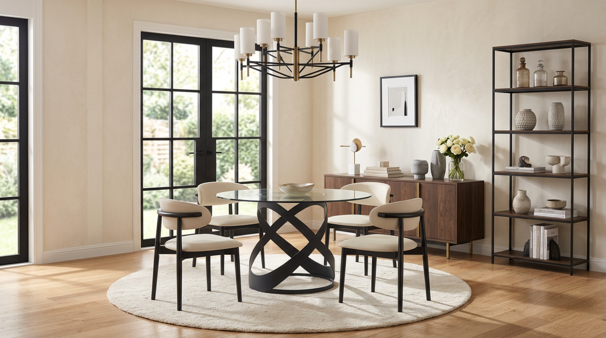 Dimi (Clear Glass/Black) Dining Room Set