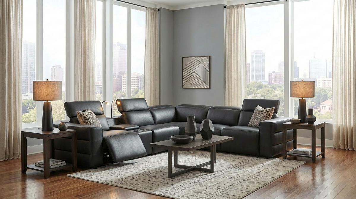 Holly Black Power Reclining Corner Sectional