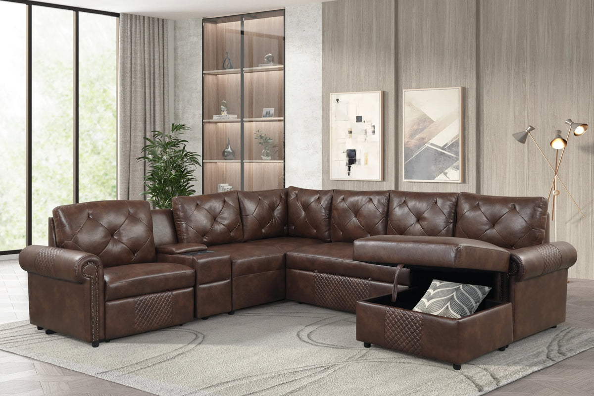 Winston Brown RAF Power Reclining Sectional (w/ Pull-Out Bed)