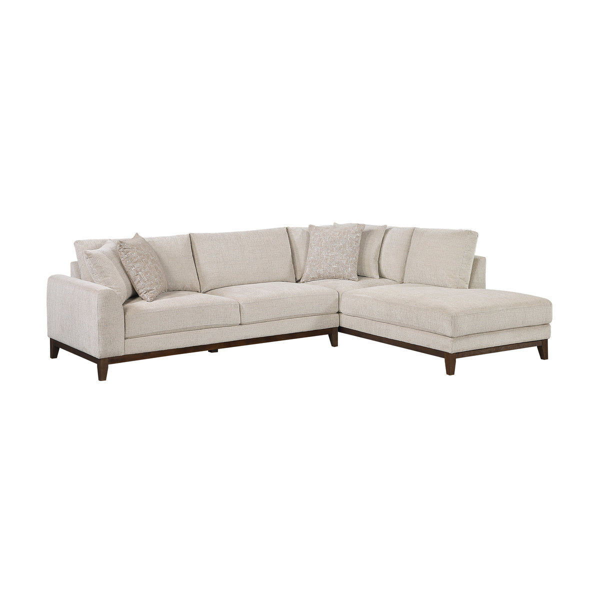 Juniper Taupe Chenille 2-Piece Sectional with Right Chaise