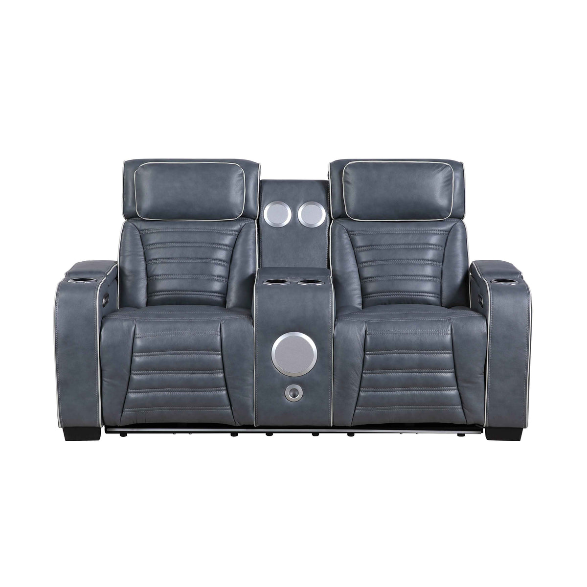 Cyber Blue Power Double Reclining Loveseat with Center Console