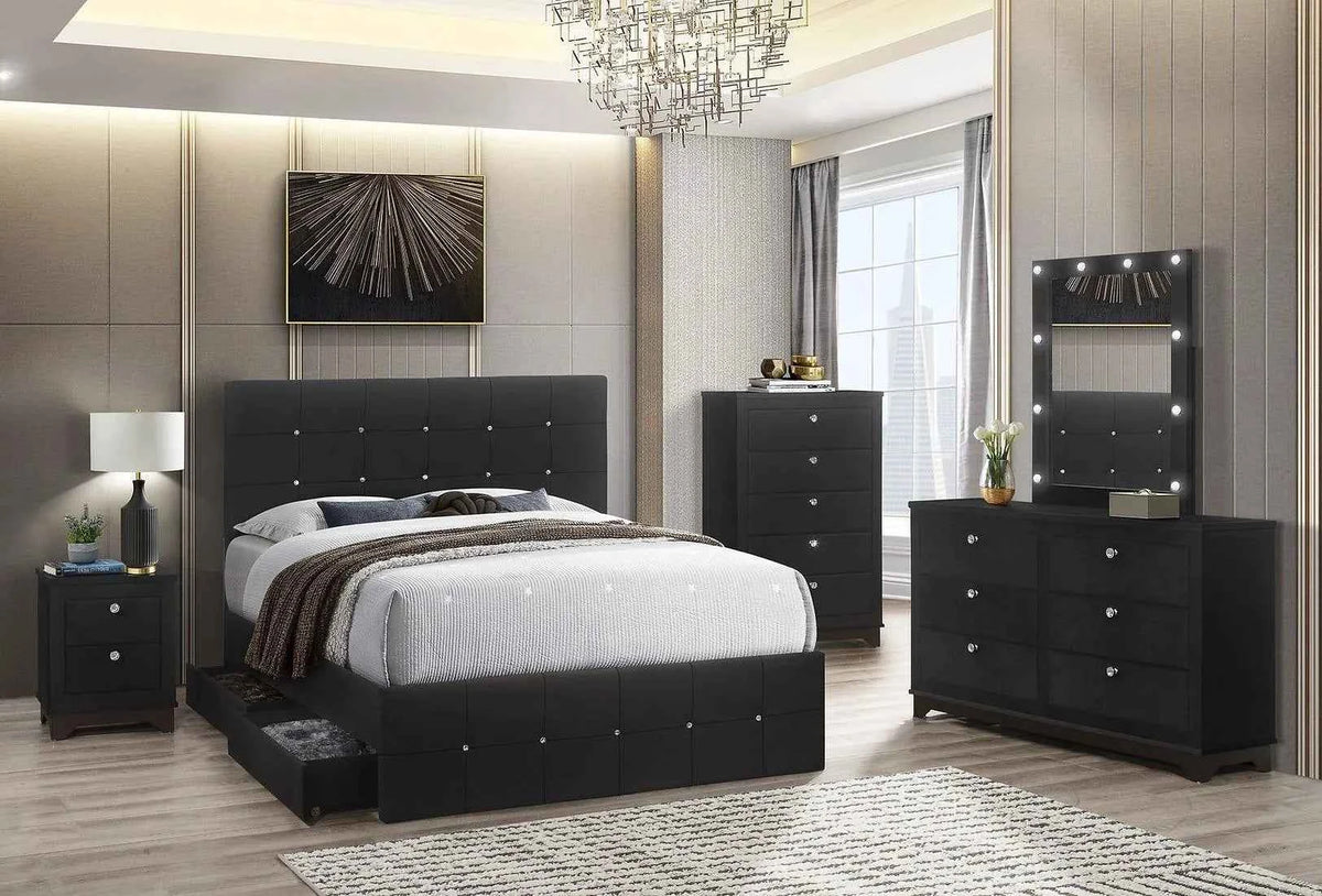 Midnight Black Platform Bedroom Set