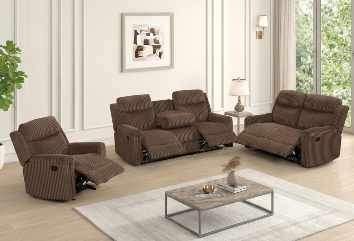 Grace Brown Corduroy 3-Piece Reclining Set