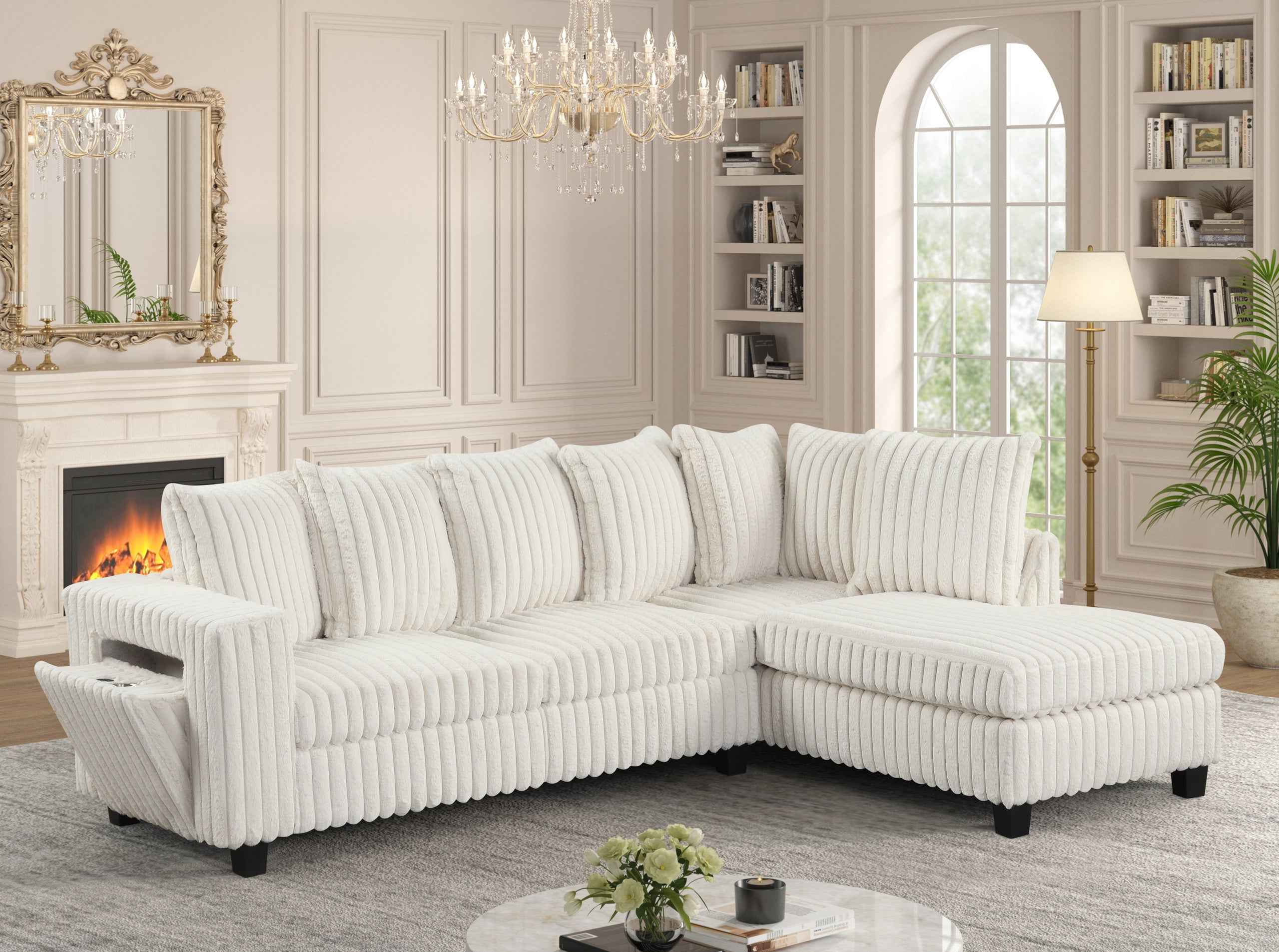 Rene Beige RAF Reversible Sectional