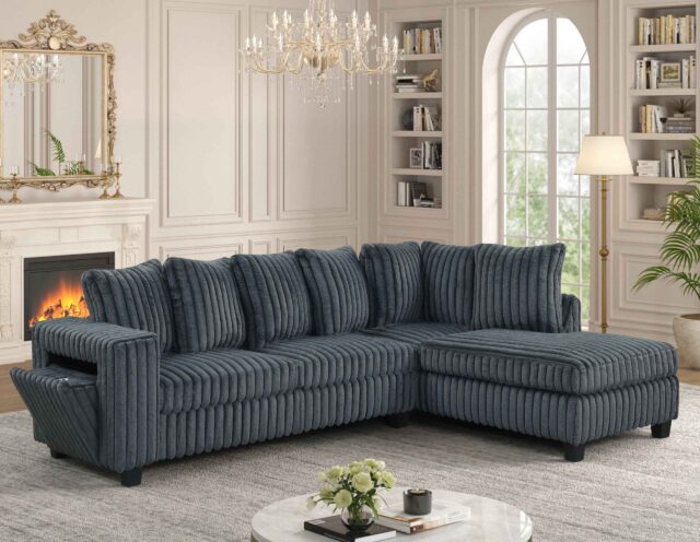 Rene Charcoal RAF Reversible Sectional