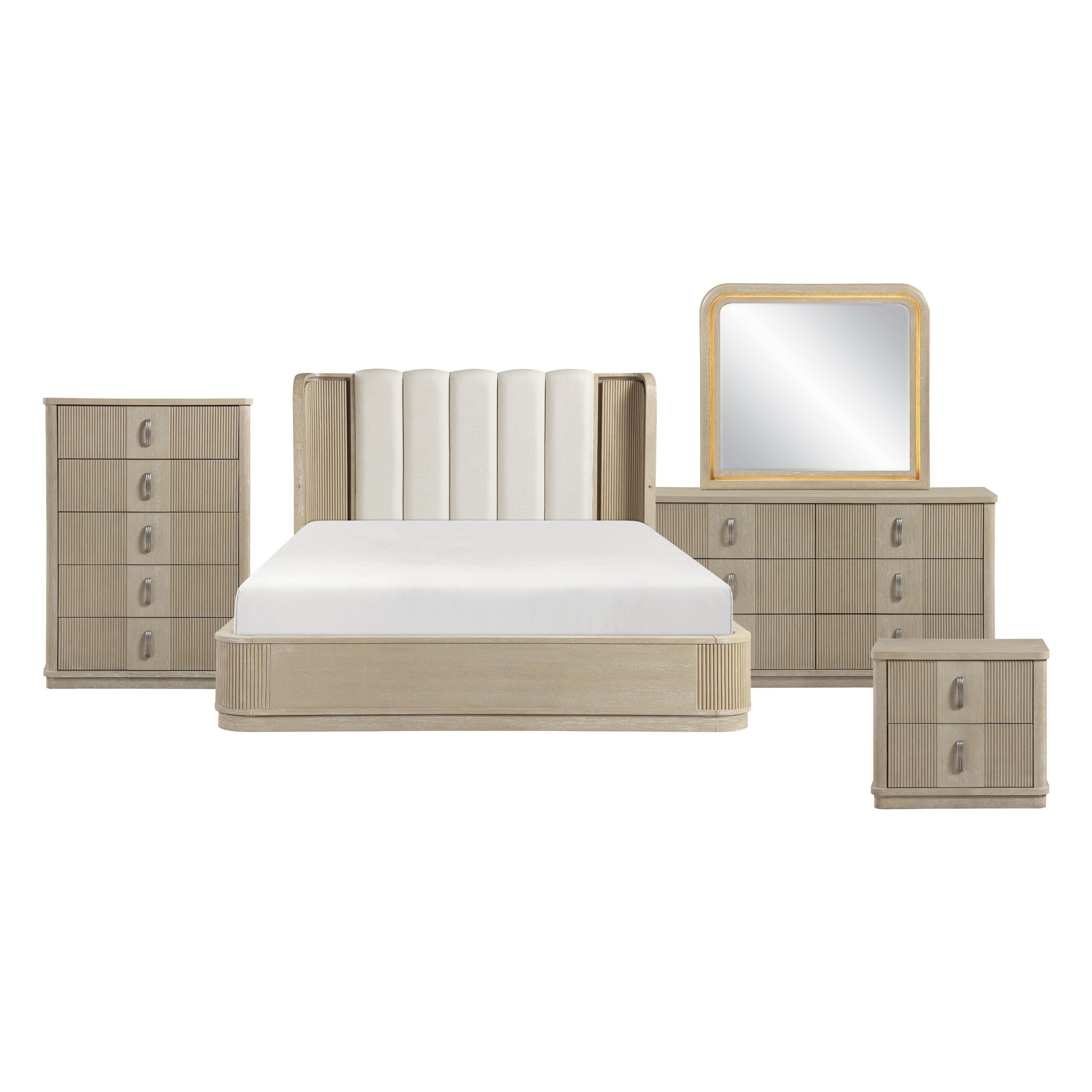 Ribbon Light Brown 5-Piece Queen Bedroom Set