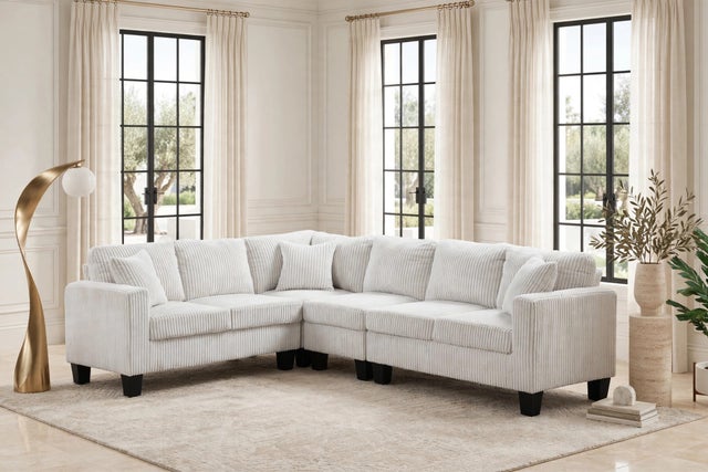 Logan Beige - Reversible Sectional (Cord Fabric)