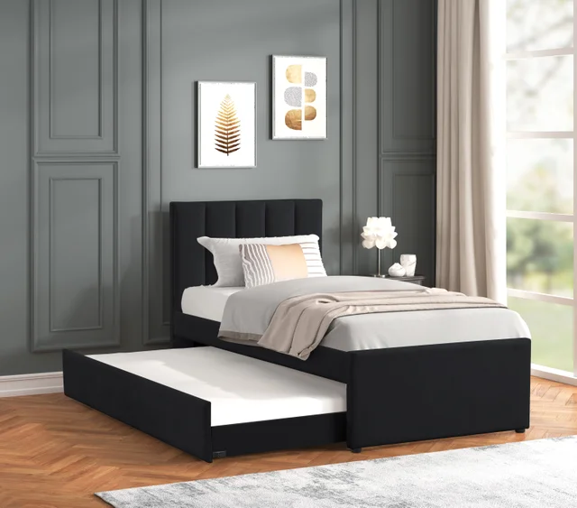MAYA - Black Twin, Full Platform Bed w/ Trundle - Image 2