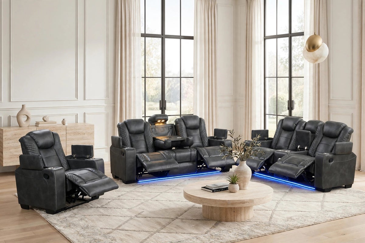 STEFANO30 3PC Reclining Set (Gray) - Image 4