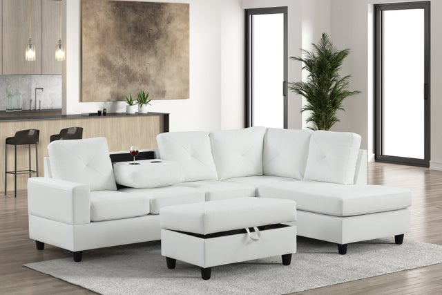 Rocket White PU Reversible Sectional
