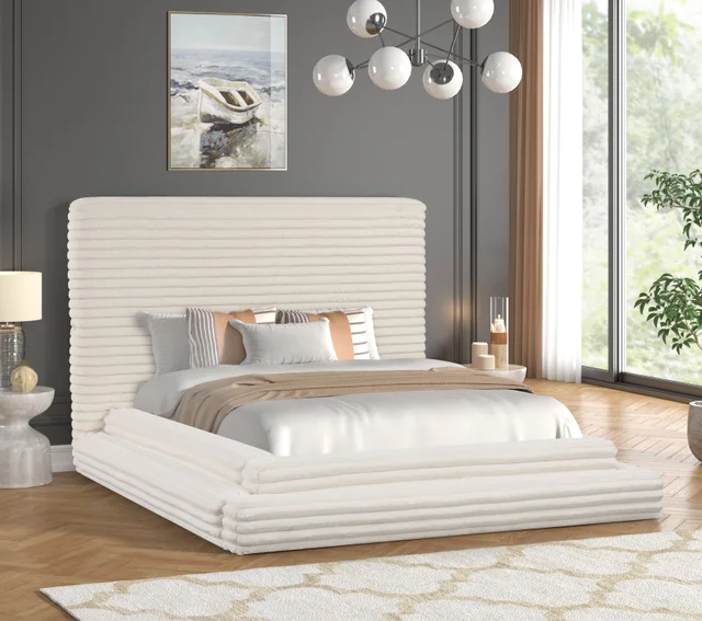 Mariah Beige Platform Bed - Queen, King