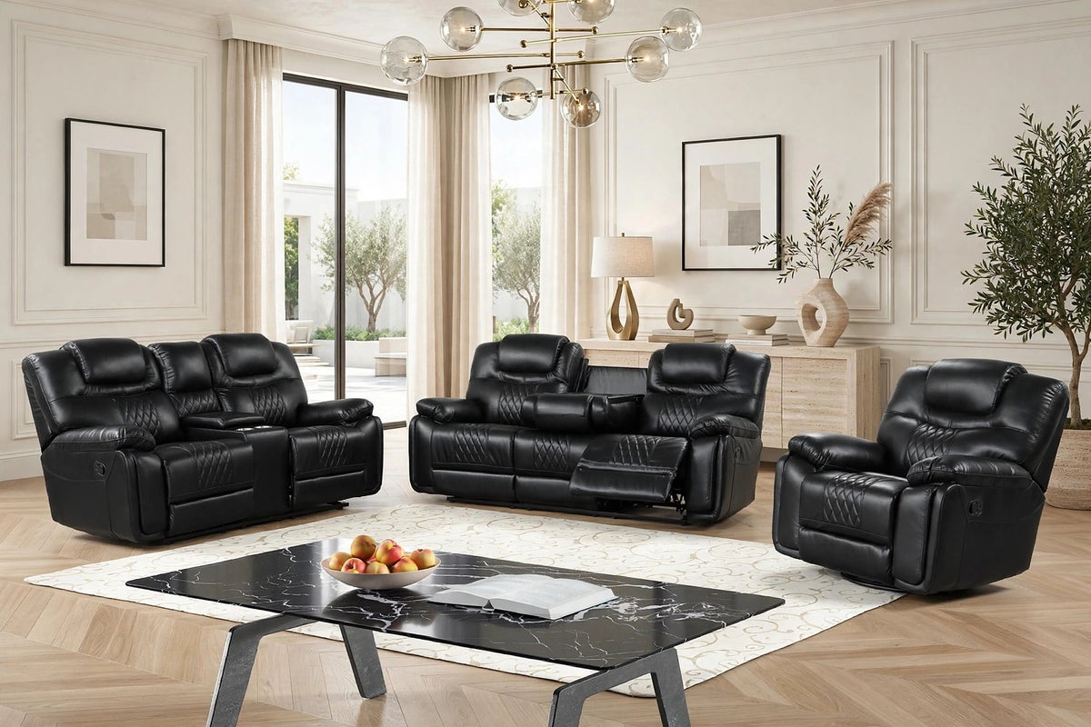 Galveston Black - 3PC OVERSIZED Reclining Set