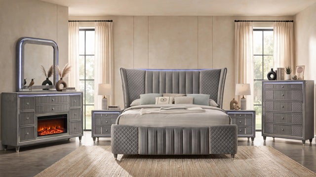 Cleopatra Grey 4PC OR 5PC Set - Queen, King