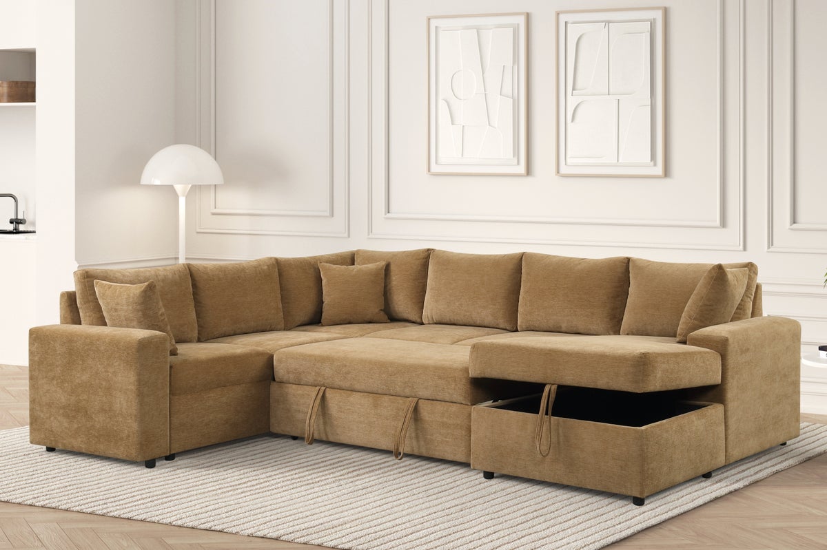 Forever2Latte Sectional With Pull-Out Bed