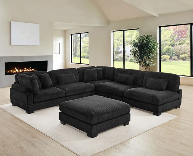 Supreme Black 6-Piece Modular Sectional