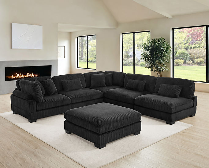 Supreme Black 6-Piece Modular Sectional