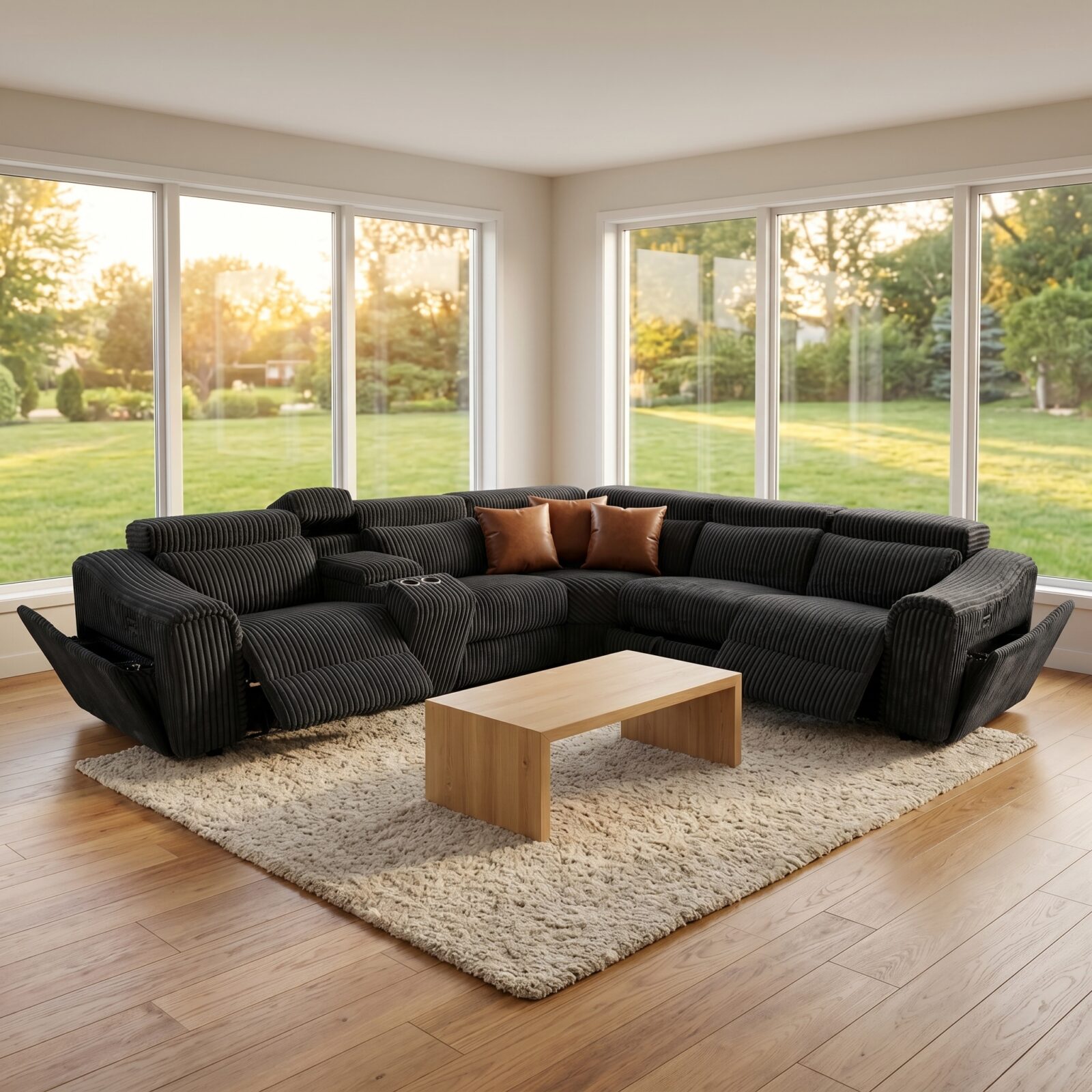 Yash Black 6-Piece Power Reclining Sectional