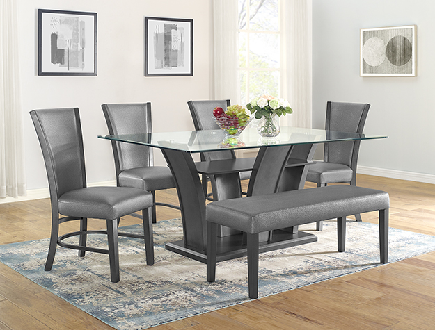 1216 Camelia Glass Top Dining Set