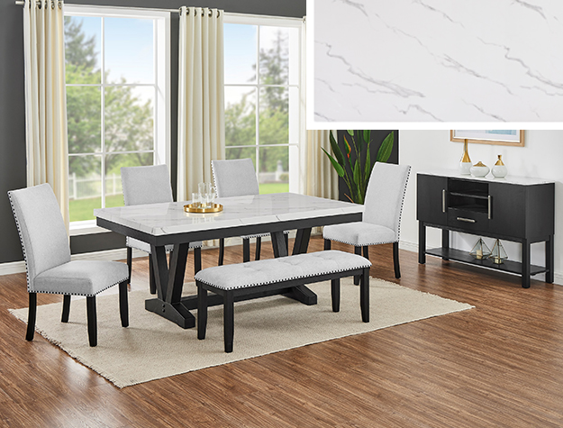 1319 Vance Faux Marble Dining Set with Side Chairs