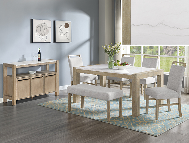 1321 Hazel Genuine Marble Dining Set