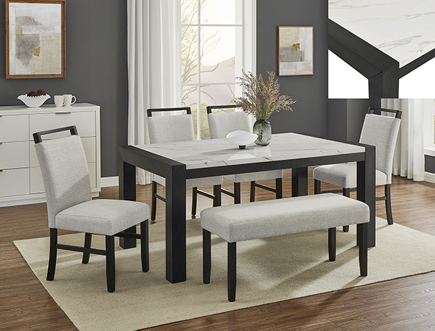 1322 Jules Faux Marble Dining Set