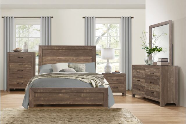 1534 Corbin Rustic Brown Bedroom Set