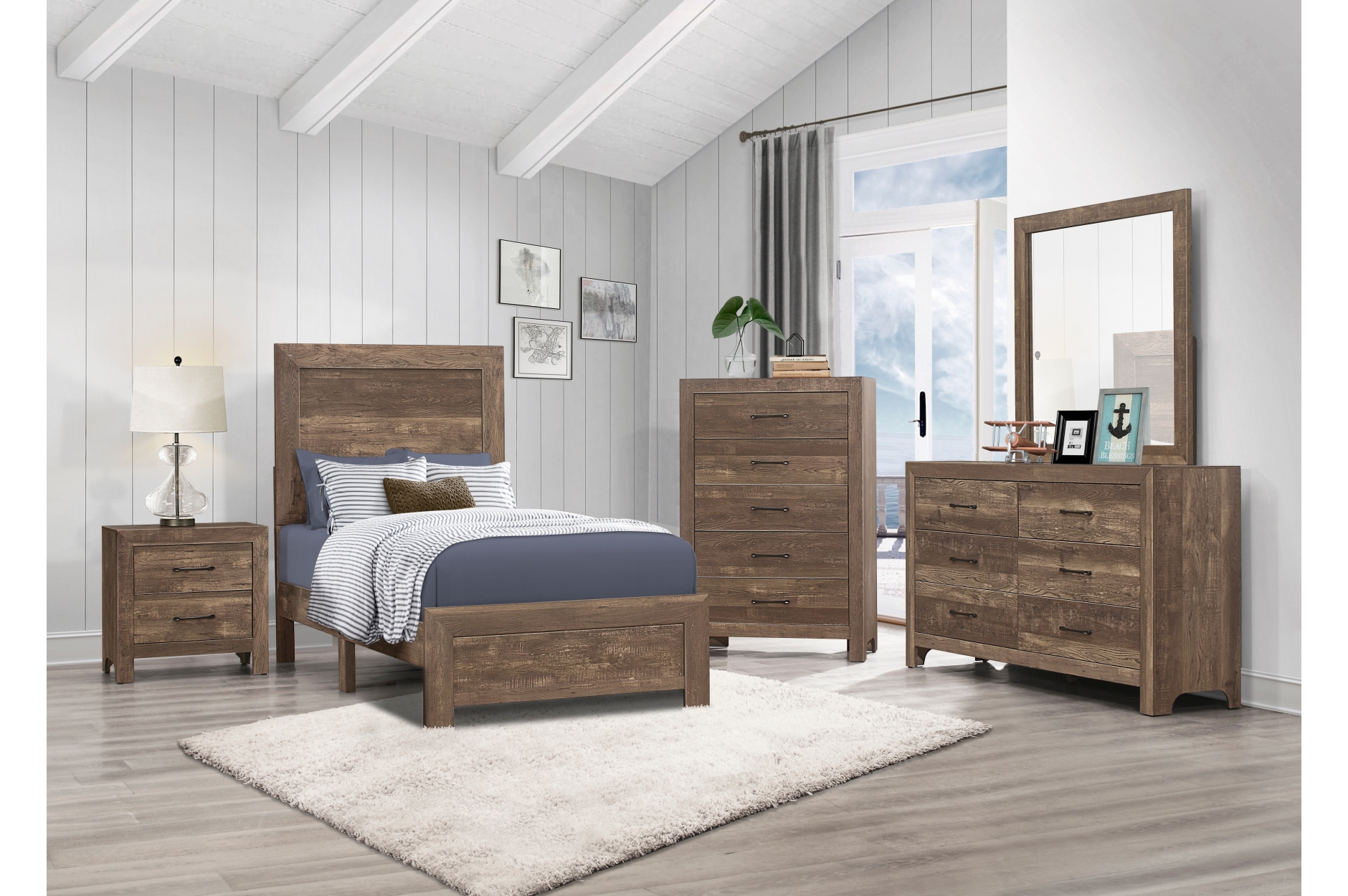 1534 Corbin Rustic Brown Bedroom Set