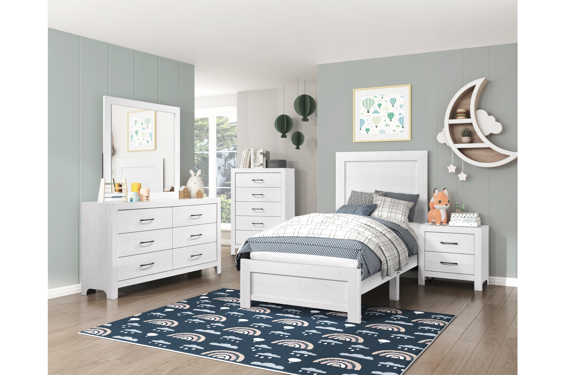 1534WH Corbin White Bedroom Set
