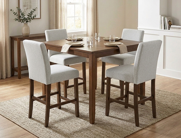 1715WD Lennon Brown Wood Top Counter Height Dining Set