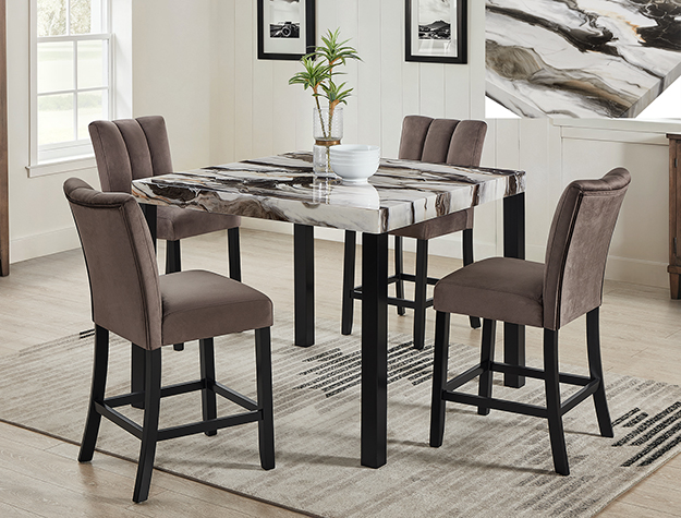 1720 Vega Faux Marble Counter Height Dining Set