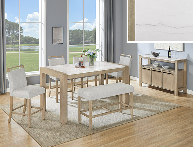 1721 Hazel Genuine Marble Counter Height Dining Set