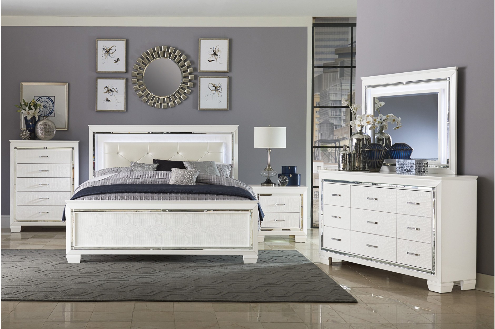 1916W Allura White Bedroom Set