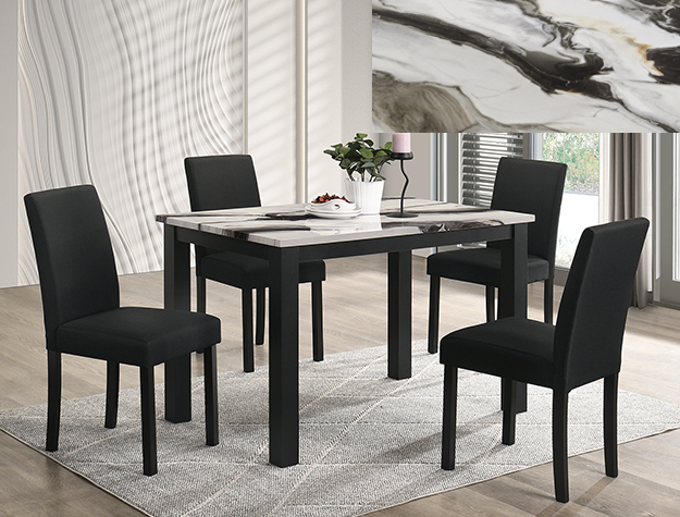 2120BMBL Resia Brown Faux Marble Dining Set