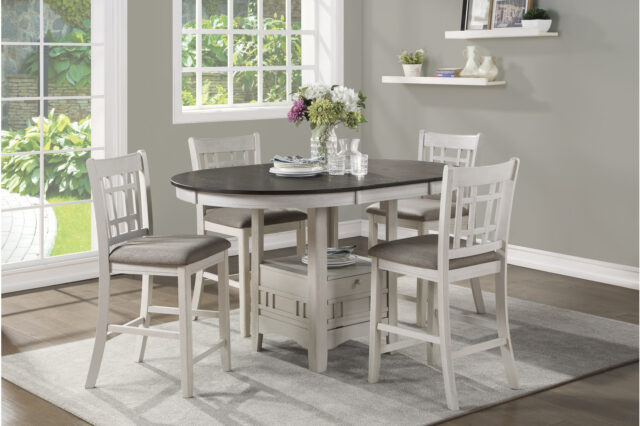 2423W Junipero Antique White Counter Height Dining Set