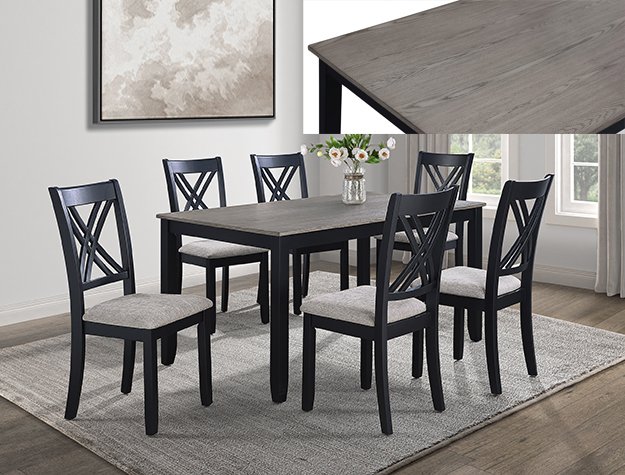 2430LG Eloise Light Grey 7-Piece Dinette Set