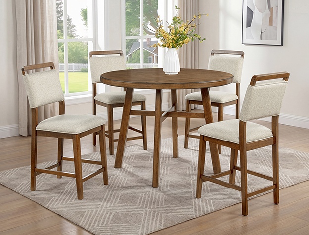 2761BRN Blanche Brown Round Counter Height Dining Set
