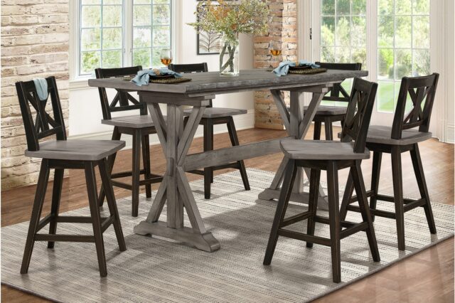5602-24BK Amsonia Counter Height Dining Set with Black Swivel Chairs