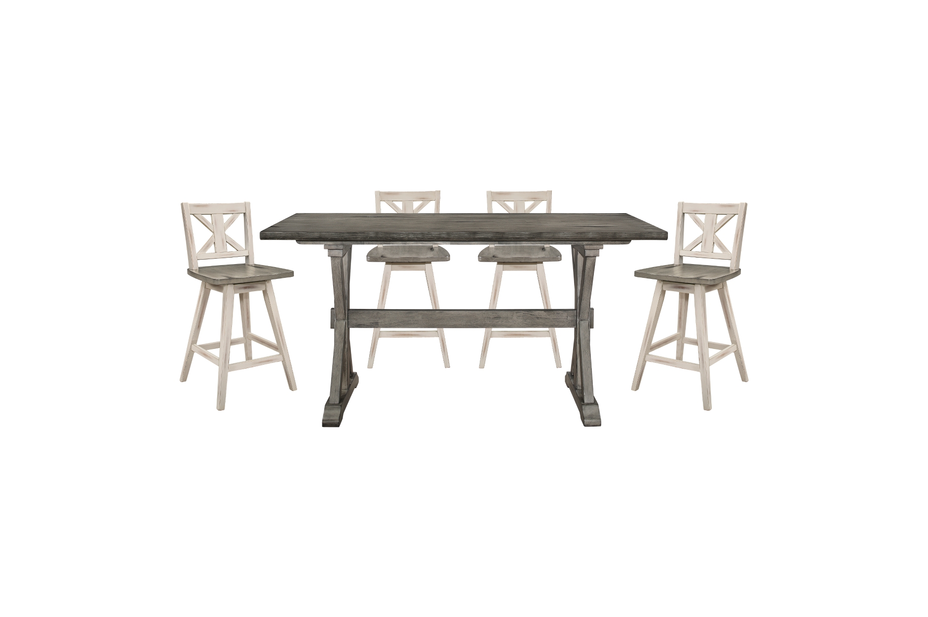 5602-24WT Amsonia Counter Height Dining Set with White Swivel Chairs