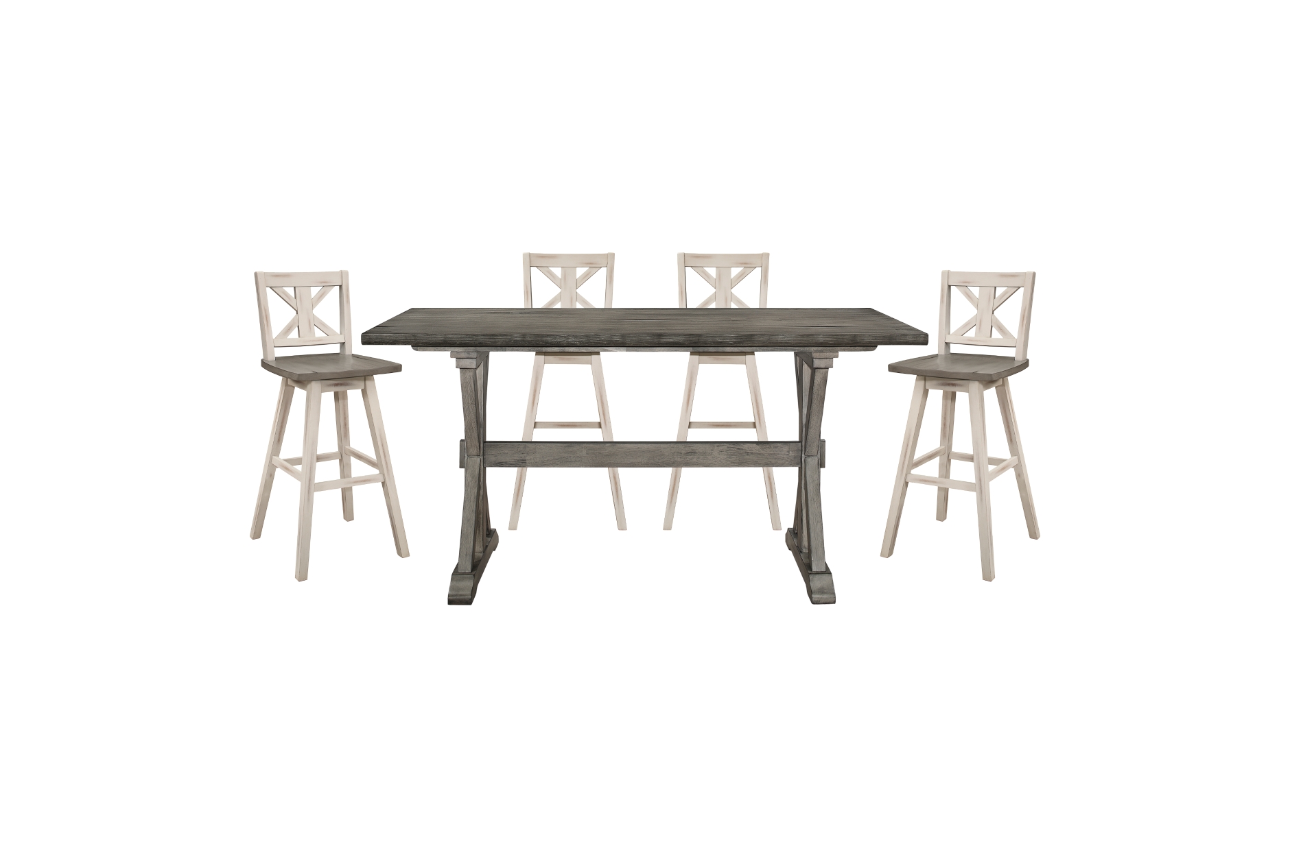 5602-24WT Amsonia Counter Height Dining Set with White Swivel Chairs