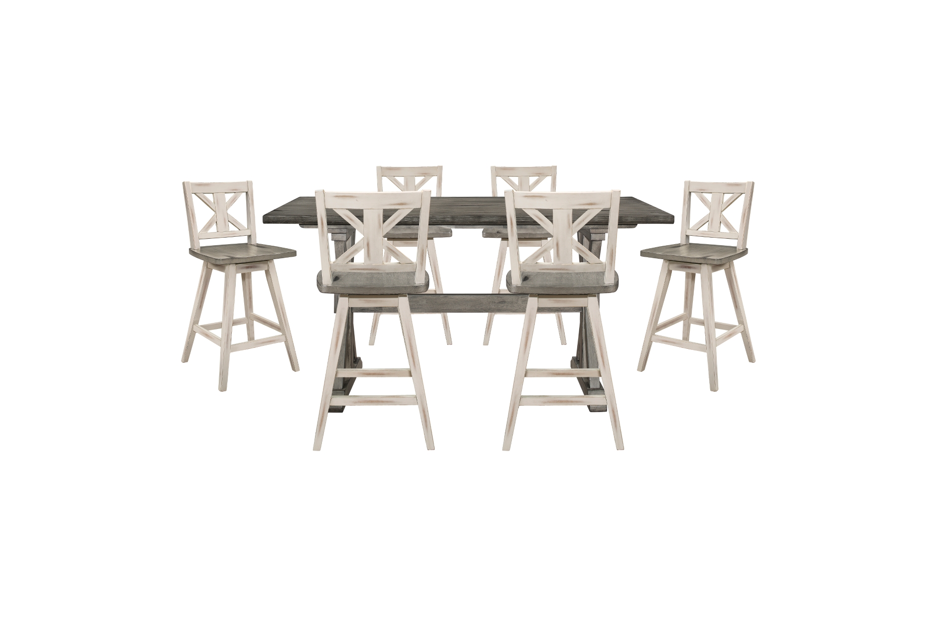 5602-24WT Amsonia Counter Height Dining Set with White Swivel Chairs